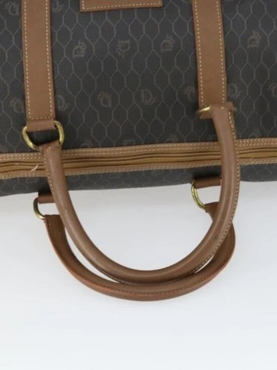 Christian Dior Honeycomb Canvas Boston Bag PVC Black Gold Auth ep12688 - Picture 6 of 16